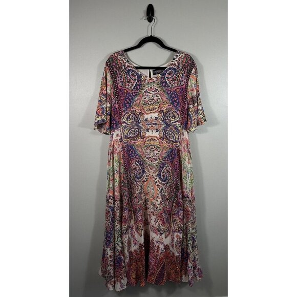 NWOT The‎ Pyramid Collection Dress Womens Large Pink Colorful Boho Artsy Hippie - Picture 1 of 11
